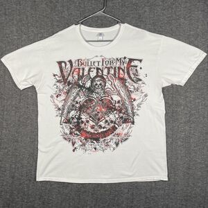 Bullet For My Valentine Shirt Mens XL White Skull Angel Graphic Band Tee